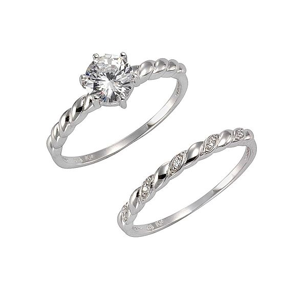 F Ring Set 925/- Sterling Silber Zirkonia weiß Glänzend (Größe: 056 (17,8))