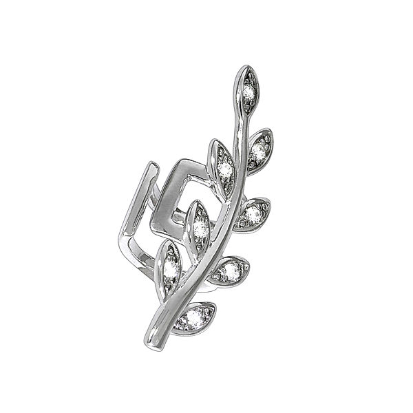 F Single-Ohrklemme 925/- Sterling Silber Zirkonia weiß 2,4cm Glänzend