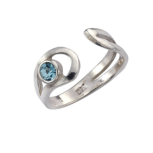 F Toe-Ring 925/- Sterling Silber Kristall blau Glänzend