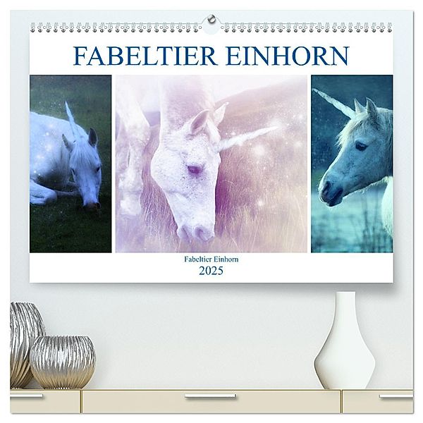 Fabeltier Einhorn (hochwertiger Premium Wandkalender 2025 DIN A2 quer), Kunstdruck in Hochglanz, Calvendo, Liselotte Brunner-Klaus