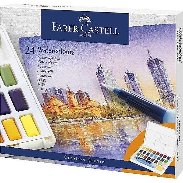 Faber-Castell GmbH&Co. Faber-Castell Aquarellfarben in Näpfchen, 24er Etui