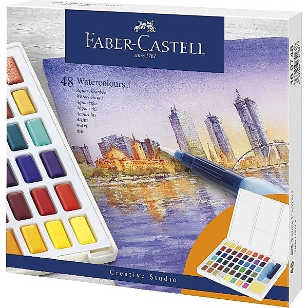 Faber-Castell GmbH&Co. Faber-Castell Aquarellfarben in Näpfchen, 48er Etui