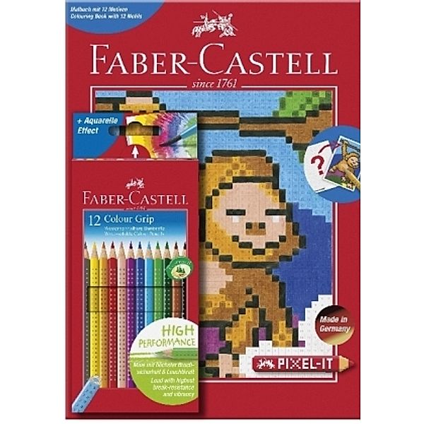 Faber-Castell Colour GRIP 12er Etui + Pixel-it Buch