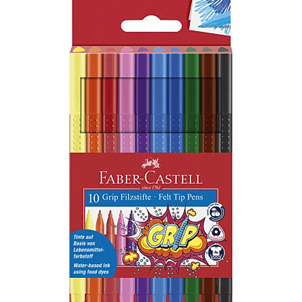 Faber-Castell Filzstift Grip Colour Marker 10er Etui