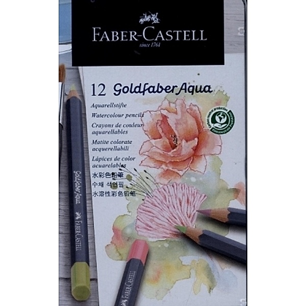 Faber-Castell Goldfaber Aqua Aquarellfarbstift Pastelltöne, 12er Metalletui