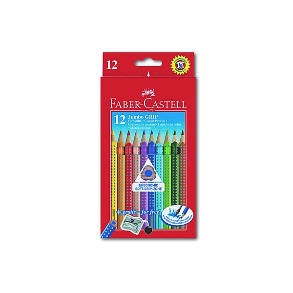 Faber-Castell Faber Castell Jumbo Grip, 12 Farbstifte und Spitzer