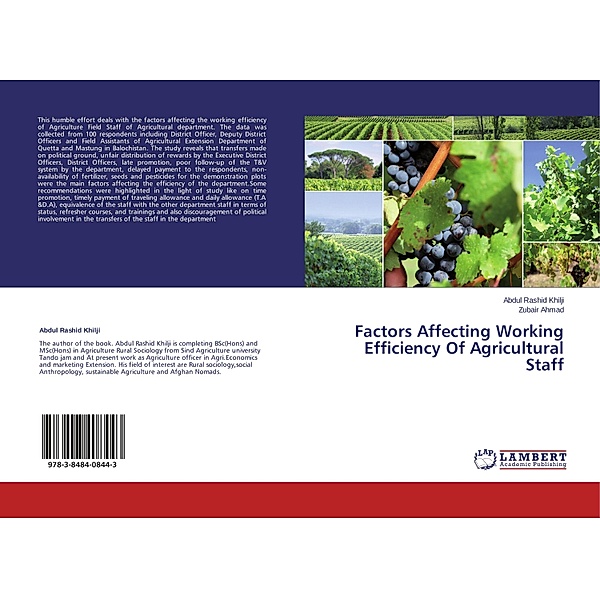 Factors Affecting Working Efficiency Of Agricultural Staff, Abdul Rashid Khilji, Zubair Ahmad