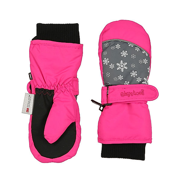 Playshoes Fäustlinge SCHNEEFLOCKEN mit Klett in pink