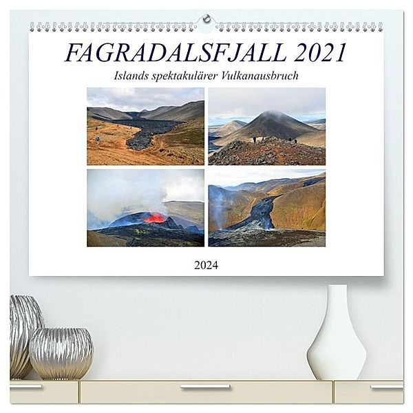 FAGRADALSFJALL 2021, Islands spektakulärer Vulkanausbruch (hochwertiger Premium Wandkalender 2024 DIN A2 quer), Kunstdruck in Hochglanz, Ulrich Senff