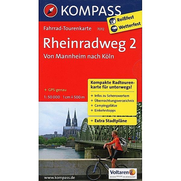 Fahrrad-Tourenkarte Rheinradweg 2, Von Mannheim nach Köln