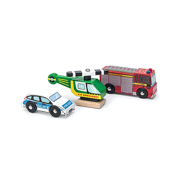 Le Toy Van Fahrzeuge-Set NOTFALL 3-teilig aus Holz