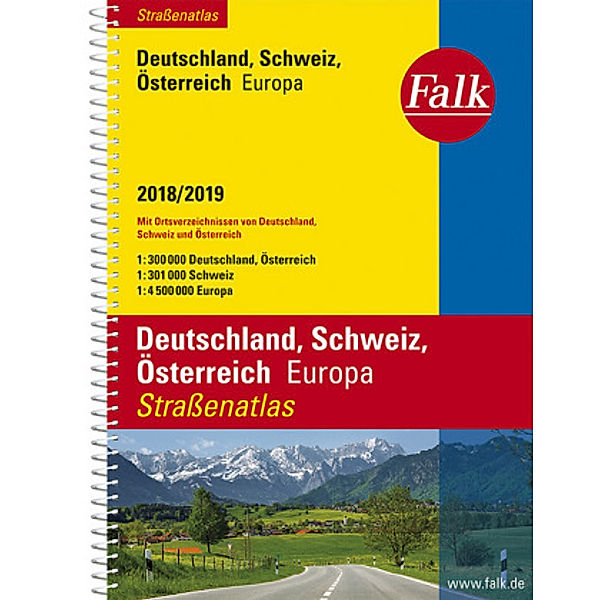 Falk Straßenatlas Deutschland, Schweiz, Österreich, Europa 2018/2019 1 : 300 000