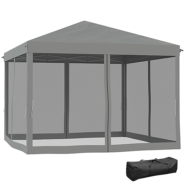 Faltpavillon mit 4 abnehmbaren Seitenwände grau (Farbe: grau)