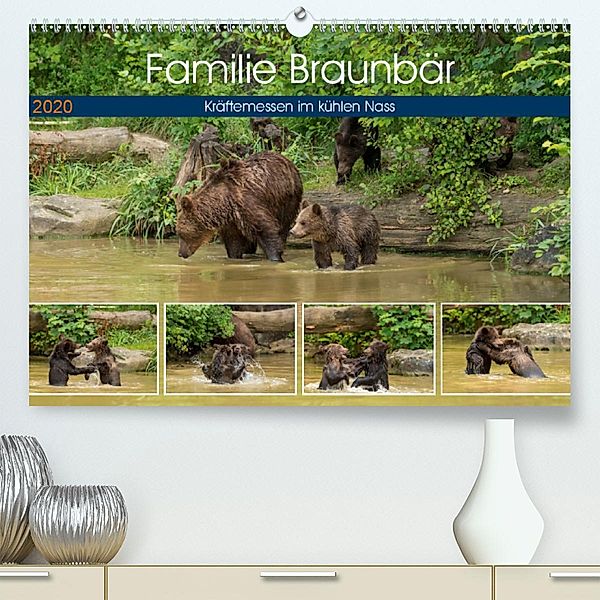 Familie Braunbär - Kräftemessen im kühlen Nass (Premium-Kalender 2020 DIN A2 quer)