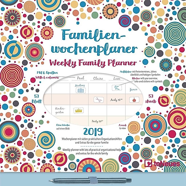 Familien Wochenkalender Dots 2019