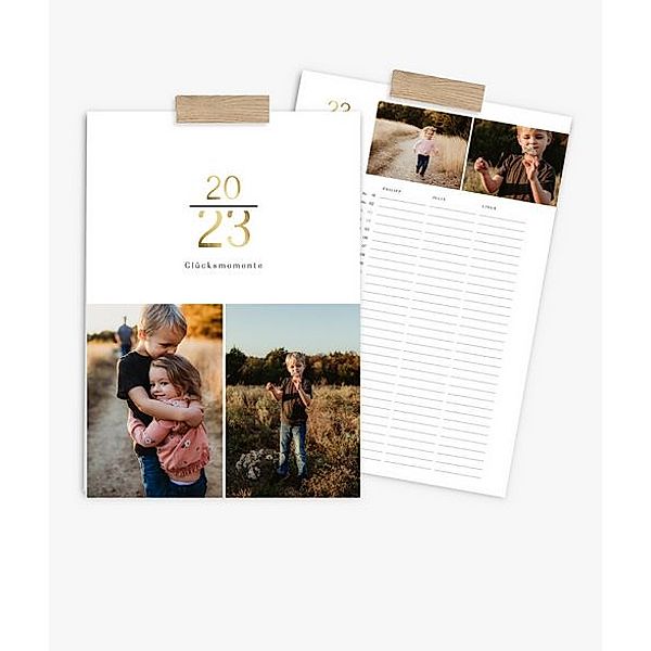 Familienplaner 2023 gestalten mit eigenen Fotos (A3 Hoch) im Design Goldene Zahl
