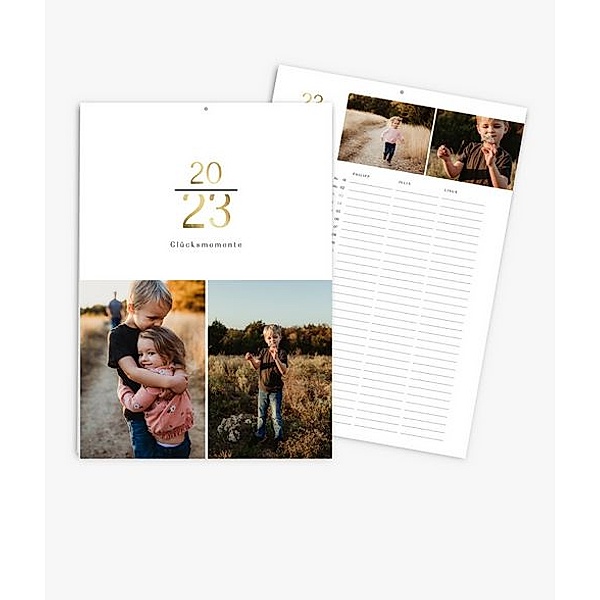 Familienplaner 2023 gestalten mit eigenen Fotos (A3 Hoch) im Design Goldene Zahl