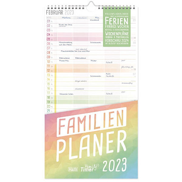 FamilienPlaner 2023 [Rainbow] Wand-Kalender 5-spaltig 12 MONATE