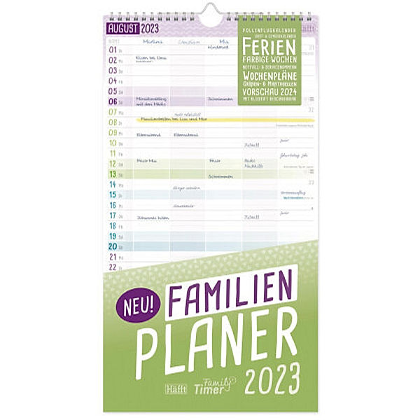 FamilienPlaner 2023 Wand-Kalender 5-spaltig 12 MONATE