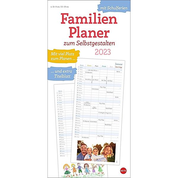 Familienplaner 2023 zum Selbstgestalten. Blanko-Kalender zum Basteln mit extra Titelblatt für eine persönliche Gestaltun