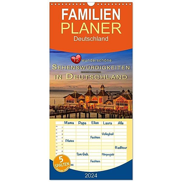 Familienplaner 2024 - 12 wunderschöne Sehenswürdigkeiten in Deutschland mit 5 Spalten (Wandkalender, 21 x 45 cm) CALVENDO, Peter Roder