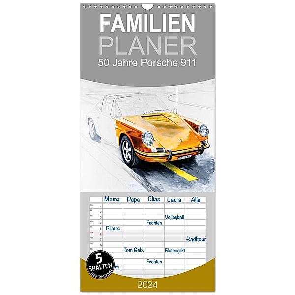 Familienplaner 2024 - 50 Jahre Porsche 911 mit 5 Spalten (Wandkalender, 21 x 45 cm) CALVENDO, bartsch., Andreas Bartsch / design