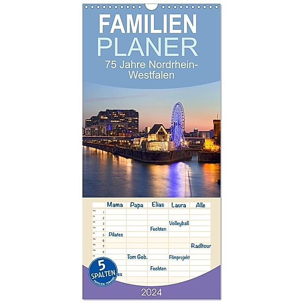 Familienplaner 2024 - 75 Jahre Nordrhein-Westfalen - Ein Bundesland feiert Geburtstag mit 5 Spalten (Wandkalender, 21 x 45 cm) CALVENDO, U boeTtchEr