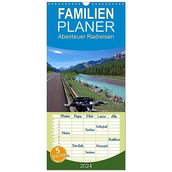 Familienplaner 2024 - Abenteuer Radreisen mit 5 Spalten (Wandkalender, 21 x 45 cm) CALVENDO, Reinhard Pantke