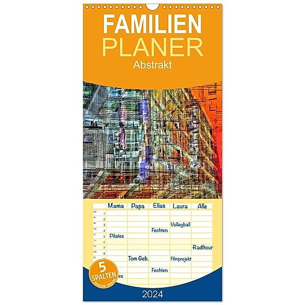 Familienplaner 2024 - Abstrakt mit 5 Spalten (Wandkalender, 21 x 45 cm) CALVENDO, Maurus Spescha