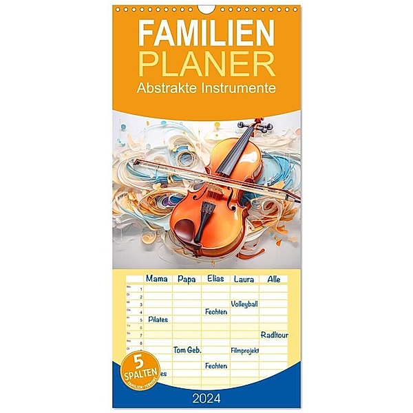 Familienplaner 2024 - Abstrakte Instrumente mit 5 Spalten (Wandkalender, 21 x 45 cm) CALVENDO, Steffen Gierok-Latniak