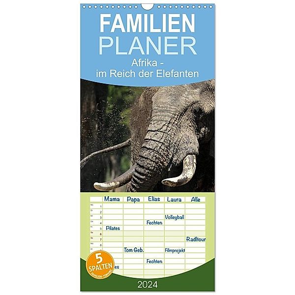Familienplaner 2024 - Afrika - im Reich der Elefanten mit 5 Spalten (Wandkalender, 21 x 45 cm) CALVENDO, Michael Herzog