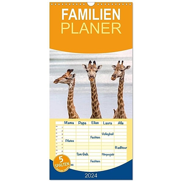 Familienplaner 2024 - Afrikas Tierwelt: Giraffen mit 5 Spalten (Wandkalender, 21 x 45 cm) CALVENDO, Michael Voß