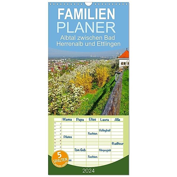 Familienplaner 2024 - Albtal zwischen Bad Herrenalb und Ettlingen mit 5 Spalten (Wandkalender, 21 x 45 cm) CALVENDO, C&V Grade