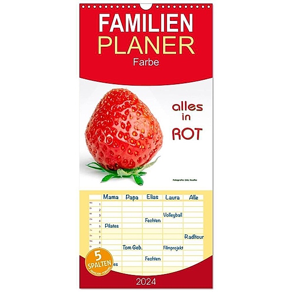 Familienplaner 2024 - Alles in Rot mit 5 Spalten (Wandkalender, 21 x 45 cm) CALVENDO, Udo Haafke