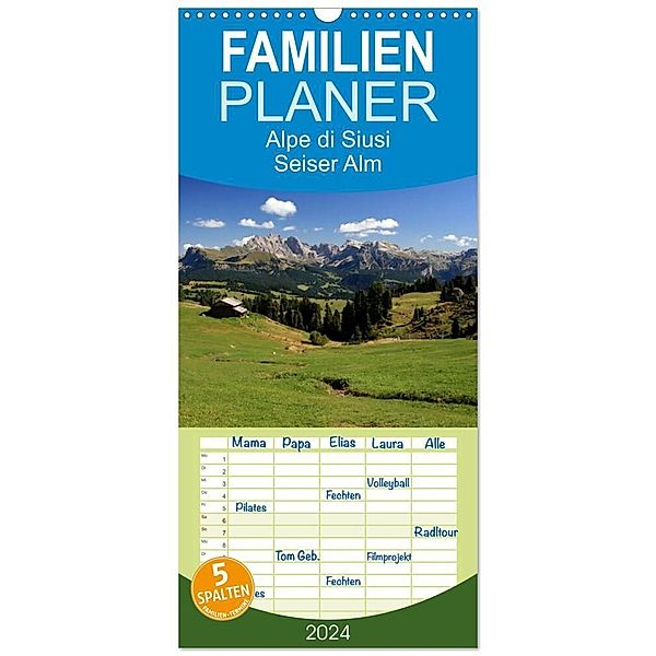 Familienplaner 2024 - Alpe di Siusi - Seiser Alm mit 5 Spalten (Wandkalender, 21 x 45 cm) CALVENDO, Steffen Wittmann
