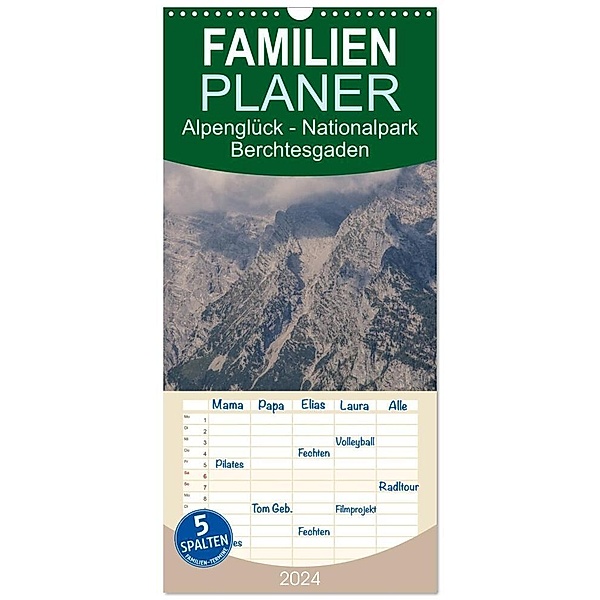 Familienplaner 2024 - Alpenglück - Nationalpark Berchtesgaden mit 5 Spalten (Wandkalender, 21 x 45 cm) CALVENDO, Alexander von Düren
