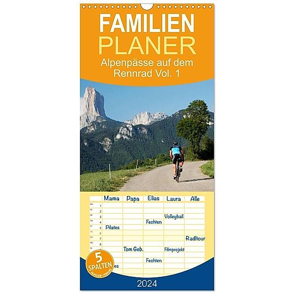 Familienplaner 2024 - Alpenpässe auf dem Rennrad Vol. 1 mit 5 Spalten (Wandkalender, 21 x 45 cm) CALVENDO, Matthias Rotter