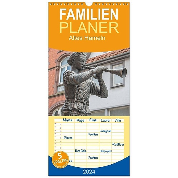 Familienplaner 2024 - Altes Hameln mit 5 Spalten (Wandkalender, 21 x 45 cm) CALVENDO, pixs:sell