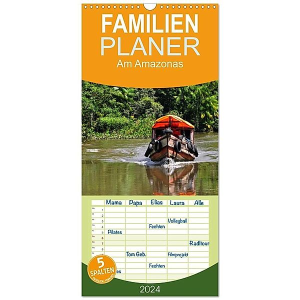 Familienplaner 2024 - Am Amazonas mit 5 Spalten (Wandkalender, 21 x 45 cm) CALVENDO, Ulrike Lindner