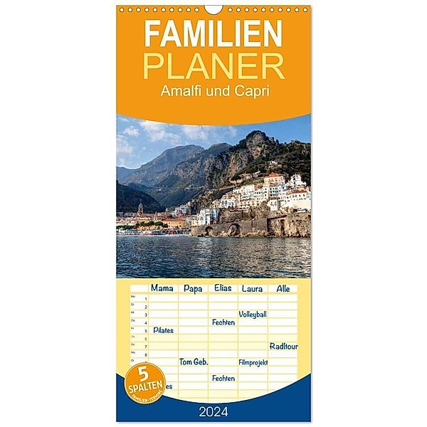 Familienplaner 2024 - Amalfiküste und Capri mit 5 Spalten (Wandkalender, 21 x 45 cm) CALVENDO, Joana Kruse