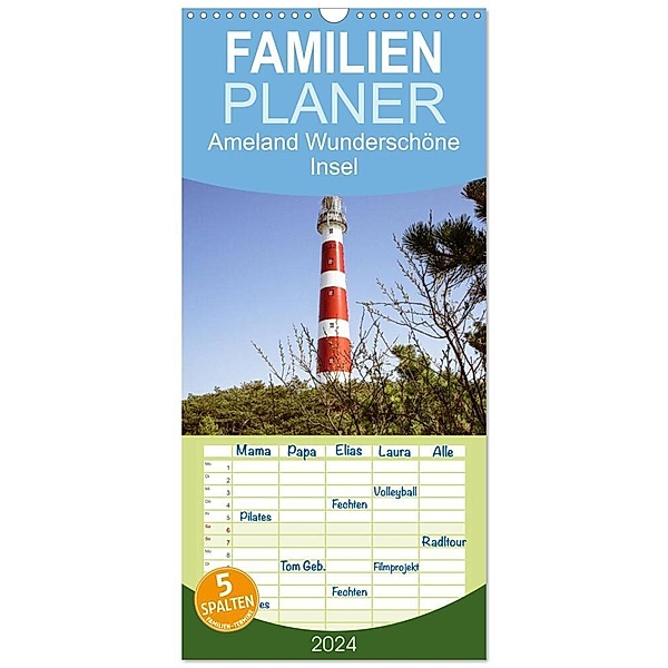 Familienplaner 2024 - Ameland Wunderschöne Insel mit 5 Spalten (Wandkalender, 21 x 45 cm) CALVENDO, Gregor Herzog