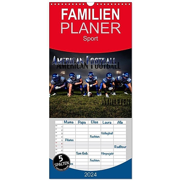 Familienplaner 2024 - American Football - Athleten mit 5 Spalten (Wandkalender, 21 x 45 cm) CALVENDO, Renate Bleicher