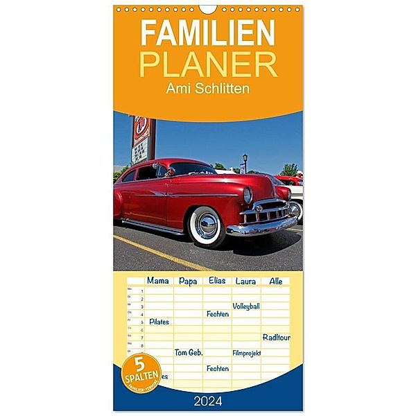 Familienplaner 2024 - Ami Schlitten mit 5 Spalten (Wandkalender, 21 x 45 cm) CALVENDO, magic-eye.ch