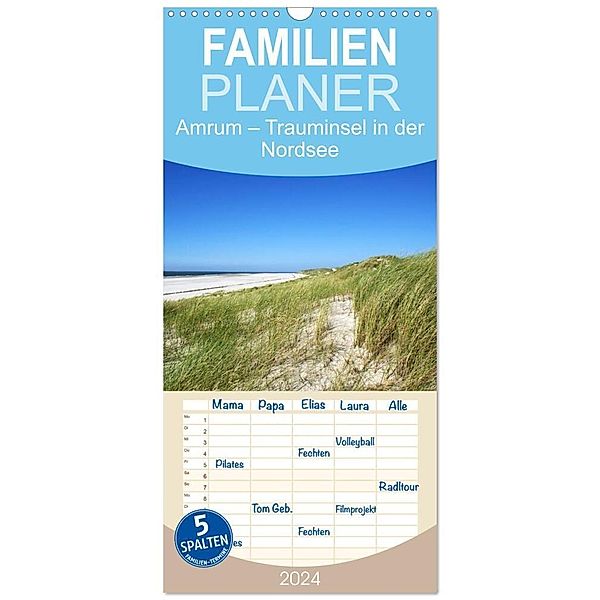 Familienplaner 2024 - Amrum - Trauminsel in der Nordsee mit 5 Spalten (Wandkalender, 21 x 45 cm) CALVENDO, Sascha Stoll