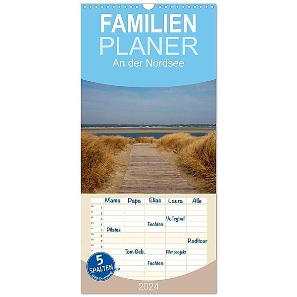 Familienplaner 2024 - An der Nordsee mit 5 Spalten (Wandkalender, 21 x 45 cm) CALVENDO, Kattobello