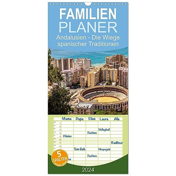 Familienplaner 2024 - Andalusien - die Wiege vieler spanischer Traditione mit 5 Spalten (Wandkalender, 21 x 45 cm) CALVENDO, CLAVE RODRIGUEZ Photography