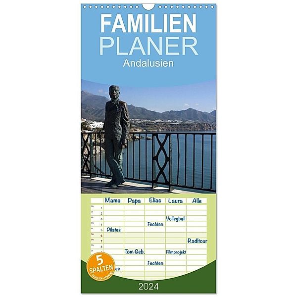 Familienplaner 2024 - Andalusien mit 5 Spalten (Wandkalender, 21 x 45 cm) CALVENDO, Ange