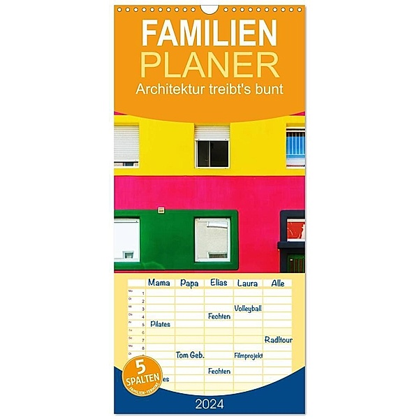 Familienplaner 2024 - Architektur treibt's bunt mit 5 Spalten (Wandkalender, 21 x 45 cm) CALVENDO, Christian Müller