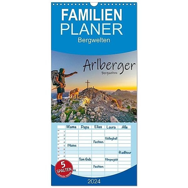 Familienplaner 2024 - Arlberger Bergwelten mit 5 Spalten (Wandkalender, 21 x 45 cm) CALVENDO, Ulrich Männel