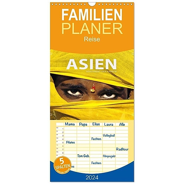 Familienplaner 2024 - Asien - Kontinent der Farben mit 5 Spalten (Wandkalender, 21 x 45 cm) CALVENDO, Mario Weigt